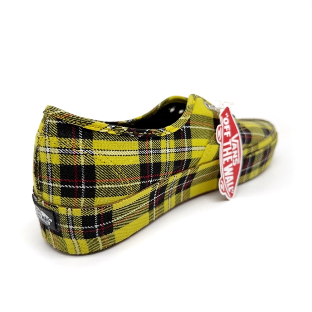 Vans Authentic Platform 2.0 Patent Plaid Lemon Chrome Black Sneakers Size 10 - Picture 4 of 11